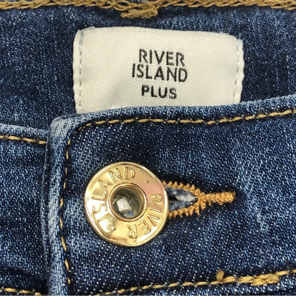 River Island Plus Dark Wash Denim High-Rise Skinny Ankle Jeans 14